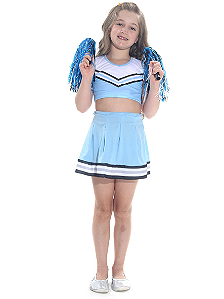 Fantasia Infantil Cheerleader Azul - Líder de torcida