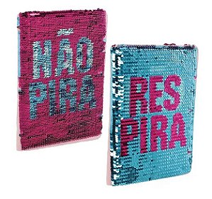 Caderno Escolar Lantejoulas Respira