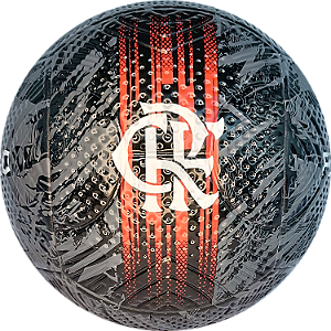 Bola de Futebol PVC/PU Número 5 Preta/Vermelha Flamengo