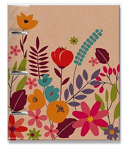 Caderno argolado P Floral Kraft