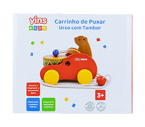 Carrinho de Puxar Urso Com Tambor