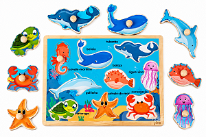 Jogo de Encaixe Fundo do Mar com Pino Montessori
