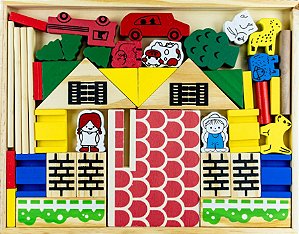 Bloco de Construção Vila 3D Montessori