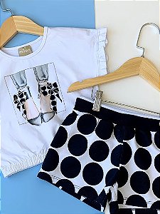 Conjunto Infantil Feminino Blusa e Short Milon tam 4