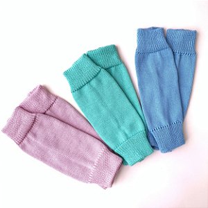 Polaina Infantil em Tricot -  Verde  e Azul