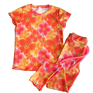 Conjunto Infantil Blusa e Calça Flores - tam 04