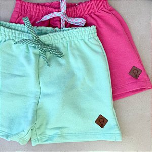 Short Infantil em Moletinho - tam 04 a 08 anos - Rosa e Verde