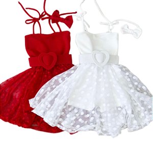 Vestido Branco com Alcinha de Amarrar, cinto e laço de cabelo - tam 6