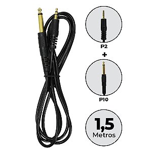 Cabo P2macho X P10 1,5m Resistente Ótima Qualidade Audio Som