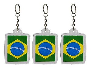 Chaveiro De Acrílico Brasil C/ Argola 4x5cm - C/12 Unidades