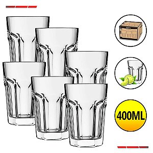 Jogo Com 06 Copos Grandes Long Drink Vidro Grosso