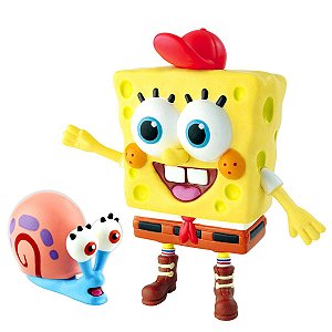 Boneco Bob Esponja E Garry Vinil Articulado Lider Brinquedo