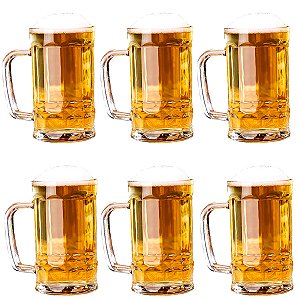 Jogo 6 Copos Vidro Grosso 400ml Cerveja Suco Drink Premium - Grande Mix  Nacionais e Importados