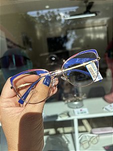 ARMAÇÃO METAL COM DETALHES AZUL E VERMELHO