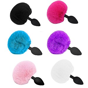 Plug Anal em silicone com pompom colorido
