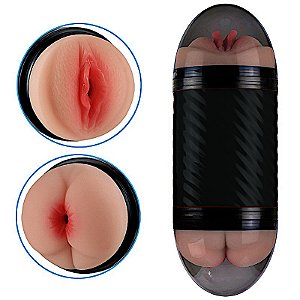 Masturbador Masculino Lanterna Preta com Vagina e Ânus