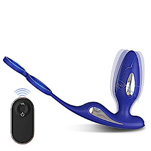 Plug Anal e Anel Peniano com Controle Remoto - S-Hande: Cor: Azul