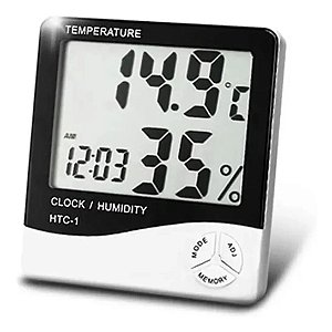 TERMO HIGRÔMETRO: MEDIDOR DE UMIDADE – TEMPERATURA E RELÓGIO DIGITAL