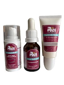 KIT DESPIGMENTAÇÃO QUÍMICA: DESPIGMENTANTE – SOLUÇÃO NEUTRALIZANTE – REGENERADOR DÉRMICO