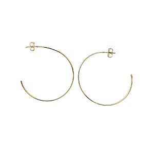 BRINCO MEIA ARGOLA FINA 5CM - TARRAXA SEMIJOIA COM BANHO DE OURO 18K