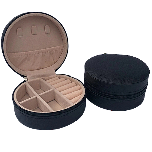 PORTA-JOIAS PRETO REDONDO ORGANIZADOR DE SEMIJOIAS E ACESSÓRIOS