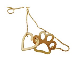 COLAR PERSONALIZADO PATINHA OU BONECO +CORAÇÃO BANHO DE OURO