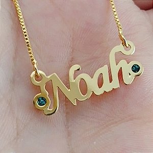 COLAR PERSONALIZADO PRIMEIRO NOME E PEDRA DE ZIRCÔNIA