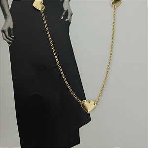 COLAR LONGO DE CORAÇÕES 80 CM SEMIJOIA COM BANHO DE OURO 18K