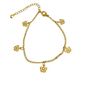 PULSEIRA DE LAÇOS PENDURADOS 18cm + 05cm de extensor COM BANHO DE OURO 18K