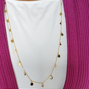 COLAR LONGO CHAPINHAS MEDALHINHAS LISAS 80CM