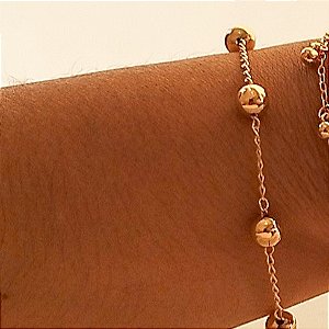 PULSEIRA 5 BOLAS LISAS 7MM SEMIJOIA COM BANHO DE OURO 18K