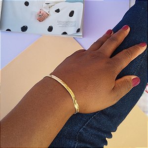 PULSEIRA FITA LAMINADA - 16CM + 05CM DE EXTENSOR COM BANHO DE OURO 18K