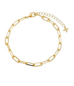 PULSEIRA CORRENTE ACHATADA SEMIJOIA ANTIALÉRGICA COM BANHO DE OURO 18K