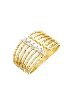 ANEL AJUSTÁVEL COM ZIRCÔNIAS SEMIJOIA COM BANHO DE OURO 18K
