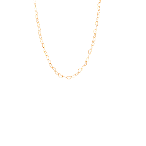 CORDÃO DE CORAÇÃO CORRENTE ELOS 45CM SEMIJOIA COM BANHO DE OURO 18K