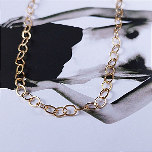 COLAR ELOS DE CÍRCULOS LISOS SEMIJOIA COM BANHO DE OURO 18K