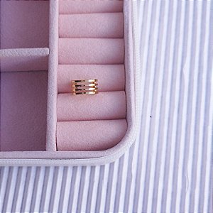 BRINCO PIERCING FAKE 4 FILEIRAS PONTA QUADRADA SEMIJOIA COM BANHO DE OURO 18K