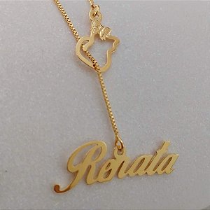 COLAR PERSONALIZADO GRAVATA COM PINGENTE ANIMAL DE ESTIMAÇÃO E NOME SEMIJOIA