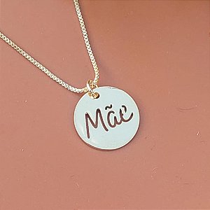 COLAR PERSONALIZADO MEDALHA COM 1 PALAVRA VAZADA SEMIJOIA BANHO DE OURO 18K