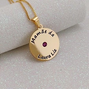 COLAR PERSONALIZADO MEDALHA COM FRASE E NOME DO FILHO OU FILHA SEMIJOIA BANHO DE OURO 18K