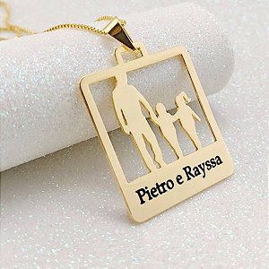 COLAR MASCULINO PERSONALIZADO COM FILHOS E NOMES SEMIJOIA OURO 18K