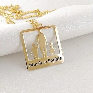 COLAR MASCULINO PERSONALIZADO COM FILHOS E NOMES SEMIJOIA OURO 18K MODELO2