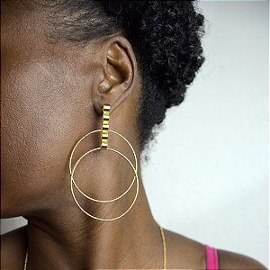 BRINCO BASE TUBO E 2 ARGOLAS SEMIJOIA COM BANHO DE OURO 18K