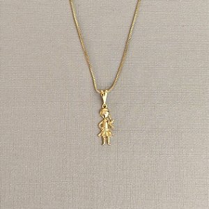 COLAR PINGENTE FILHO FILHA MÃE DE 1 SEMIJOIA COM BANHO DE OURO 18K