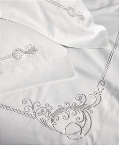 Jogo de Cama Queen Trussardi 300 Fios Cetim 100% Algodão Egípcio Duomo