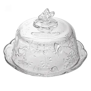 Queijeira com Tampa New Butterfly 19,5cm x 12,5cm Cristal Ecológico - Lyor