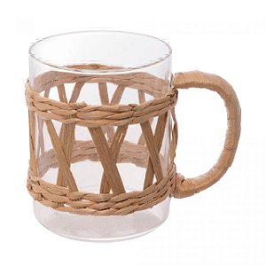 Conjunto 2 Canecas de Vidro Borossilicato e Fibra Natural 400ml - Wolff