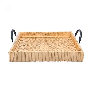Bandeja Retangular de Fibra Natural com Alça Bali 32,5cm x 30cm x 9,5cm - Wolff