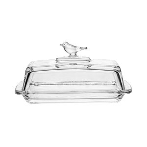 Manteigueira Retangular com Tampa Bird 18cm x 10cm x 9cm Cristal Ecológico - Wolff