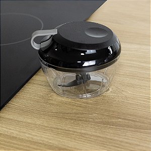 Mini Processador de Alimentos Manual de Plástico 3 Lâminas Premium Preto e Cinza - Lyor